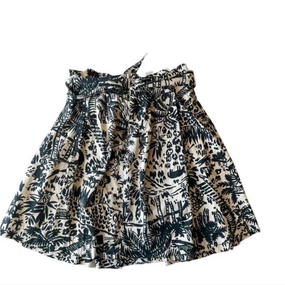 Anthropologie Corey Lynn Calter Cream and Dark Green A-Line Skirt - Picture 3 of 5